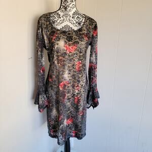 Talk of the Walk Vintage Floral Bell Sleeve Mini Dress